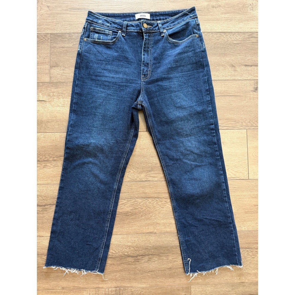 JBD Just Black Denim High Rise Cropped Straight Leg Jeans Raw Hem Size 31